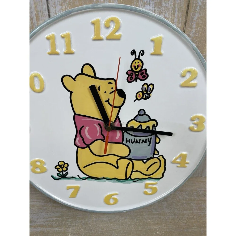 Vintage Disney Winnie the Pooh 10” Ceramic Wall Clock Working Made in Taiwan
